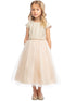 Sweet Kids Big Girls Champagne Jeweled Top Tulle Skirt Christmas Dress 7-16 - SophiasStyle.com